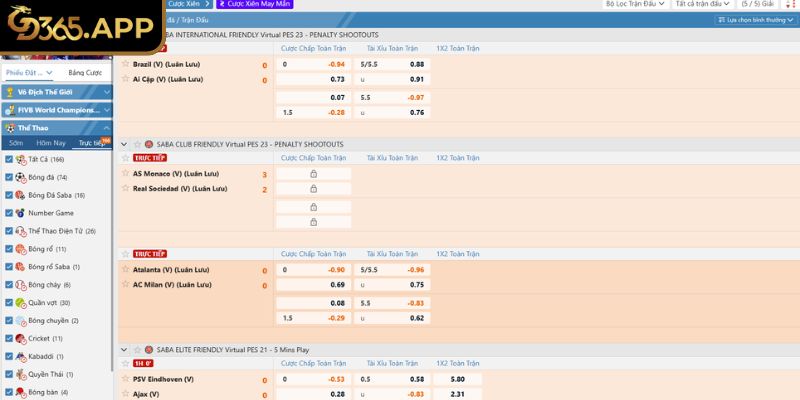 Cách hoạt động của kèo chấp trực tiếp GD365